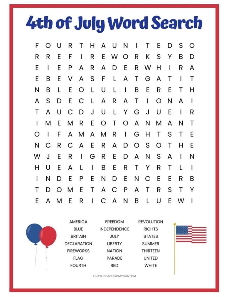 4th Of July Word Search Free Printable Worksheet 4th Of July Word Search Free Printable Worksheet