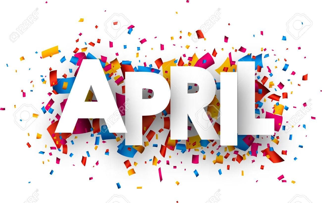 April Sign With Colour Confetti Vector Paper Illustration 