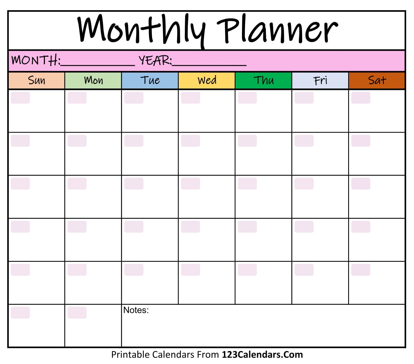 Monthly Calendar Template Printable Free Printable Templates