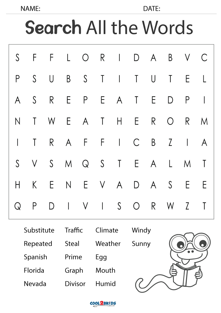 Printable 5th Grade Word Search Cool2bKids Printable 5th Grade Word Search Cool2bKids