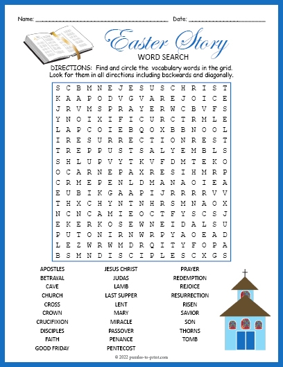 Religious Easter Word Search